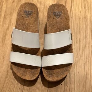 Reef white Slide Sandals with Cork Sole